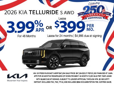 3.99% APR for 48 Months or $399/Monthly Lease