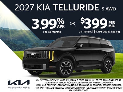 3.99% APR for 48 Months or $399/Monthly Lease